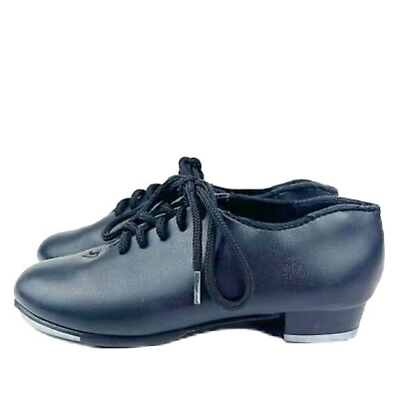 DANZNMOTION Womens Black Lace Up Vegan Tap Dance Shoes 5 M - Picture 1 of 10